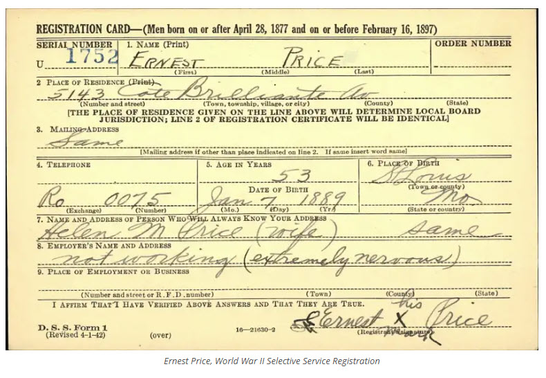World War II draft card